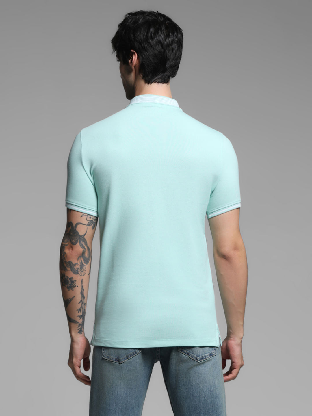 Mint Green Logo Print Polo
