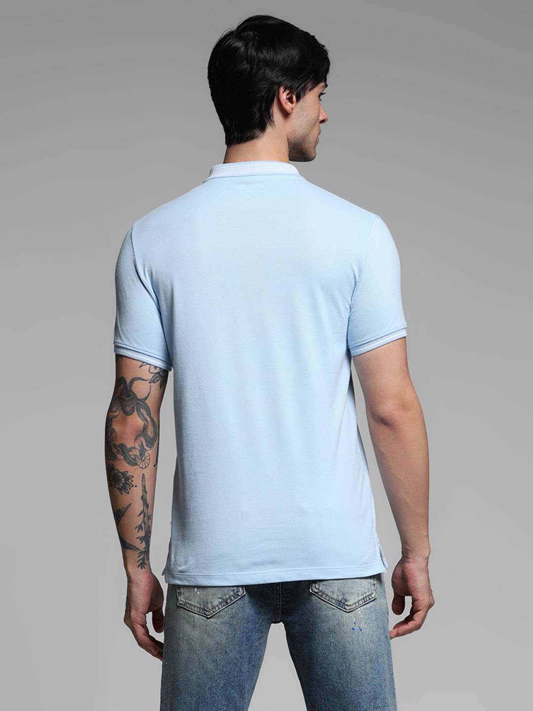 Light Blue Logo Print Polo