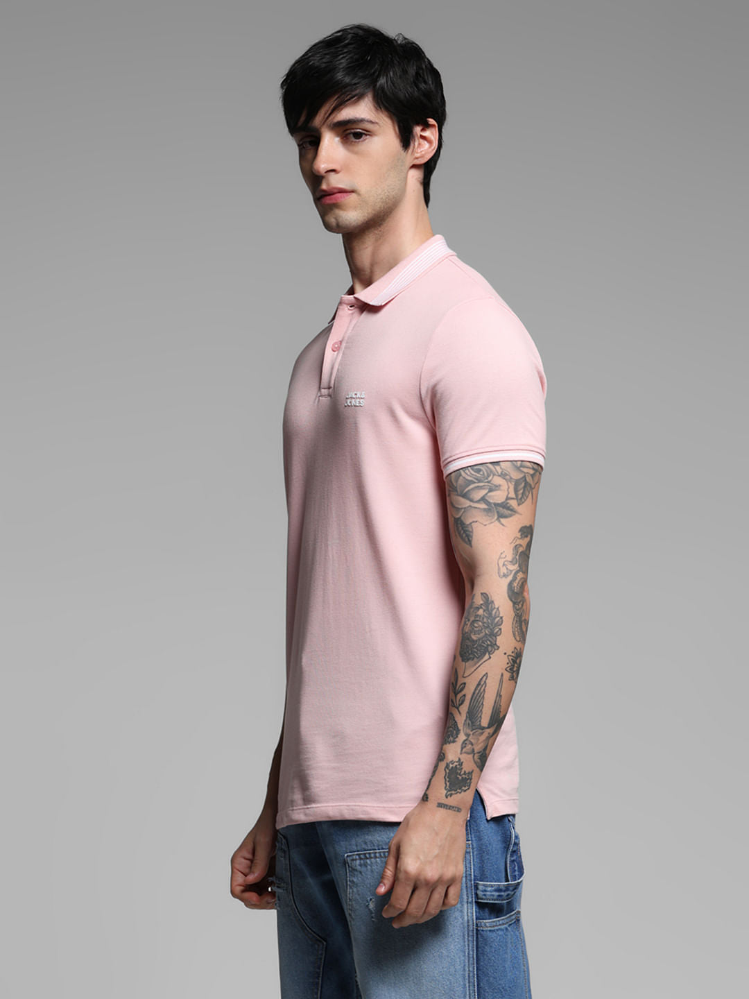 Light Pink Logo Print Polo