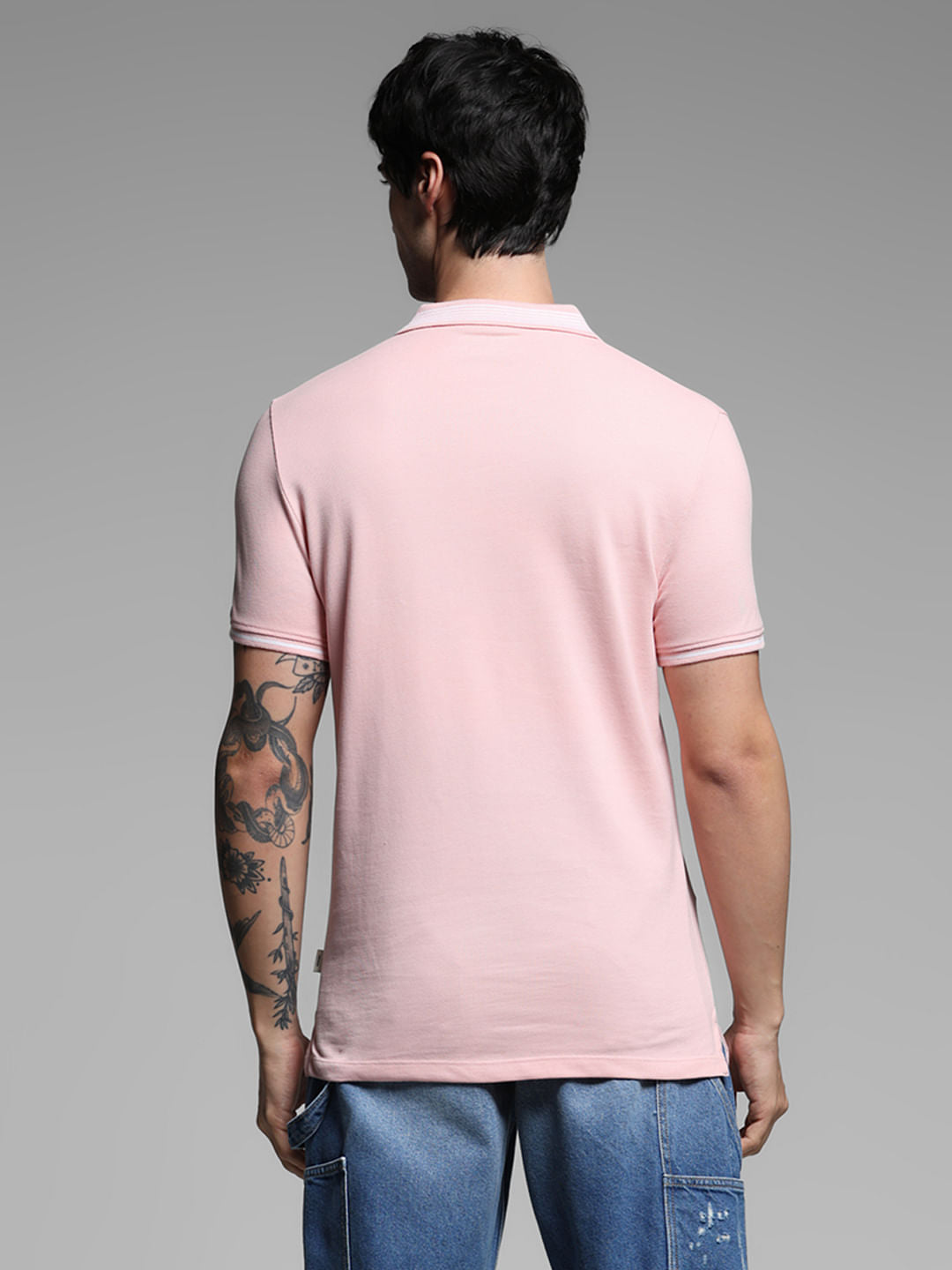 Light Pink Logo Print Polo