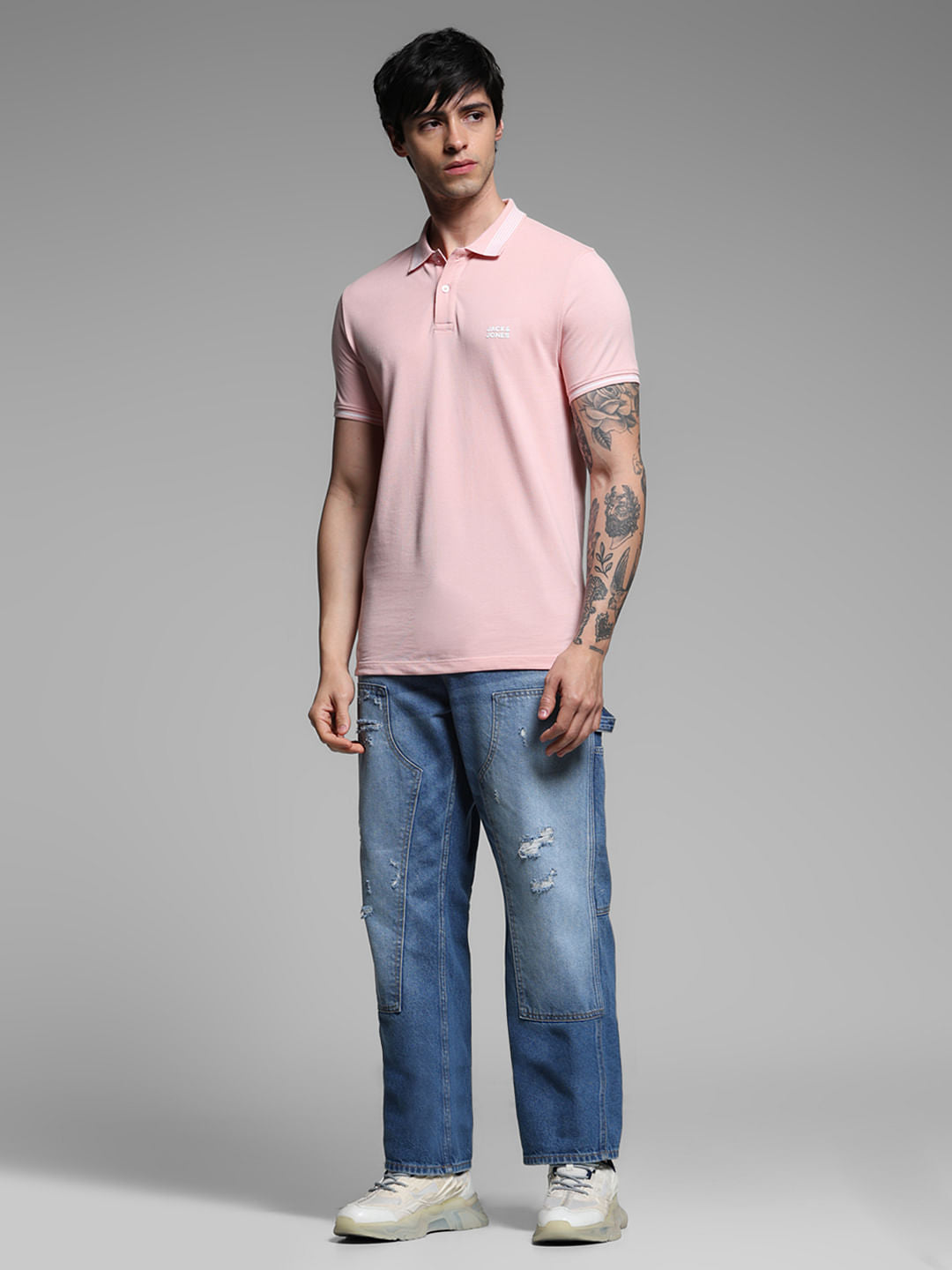 Light Pink Logo Print Polo
