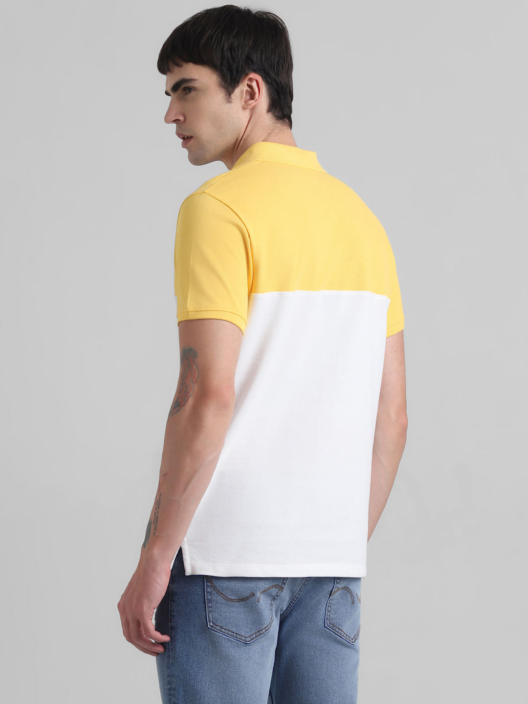 Yellow Colourblocked Polo T-shirt
