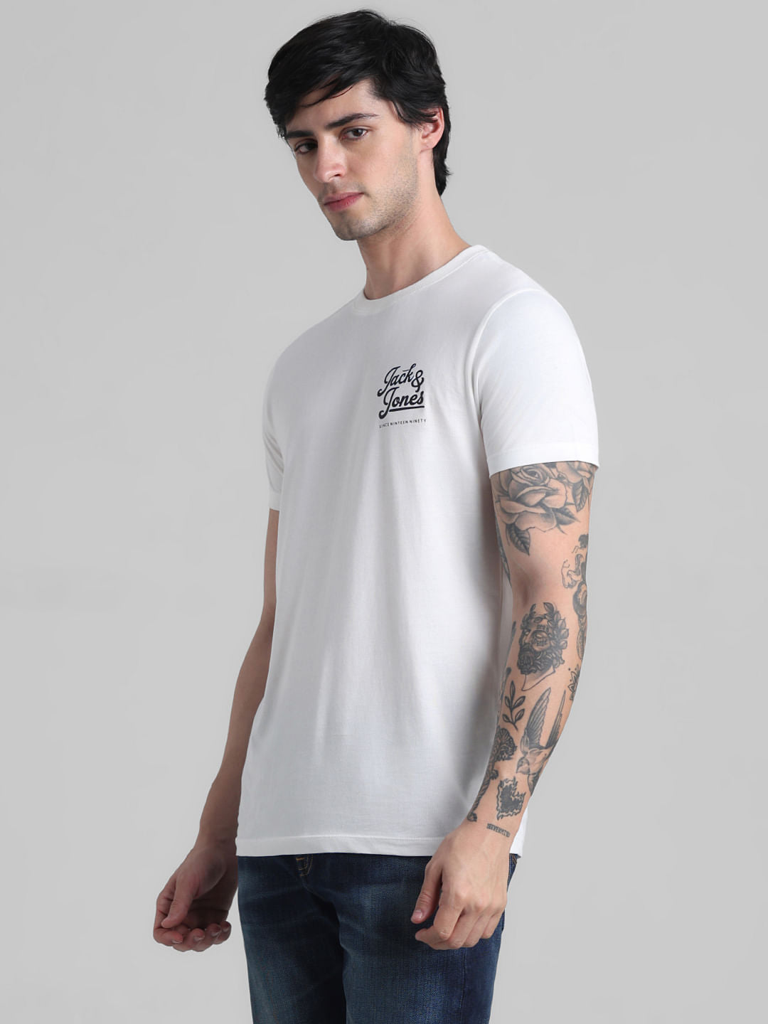 White Chest Branding Crew Neck T-shirt