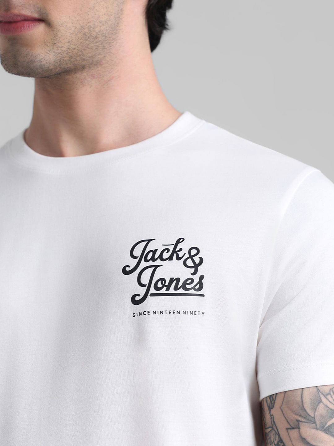 White Chest Branding Crew Neck T-shirt