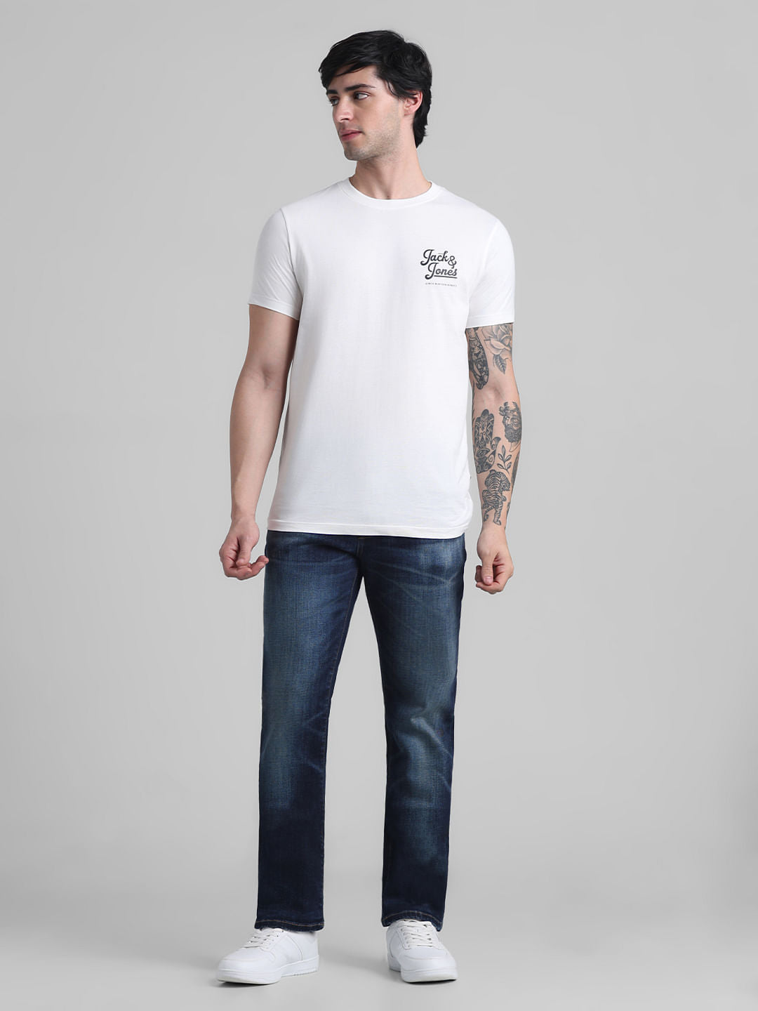 White Chest Branding Crew Neck T-shirt