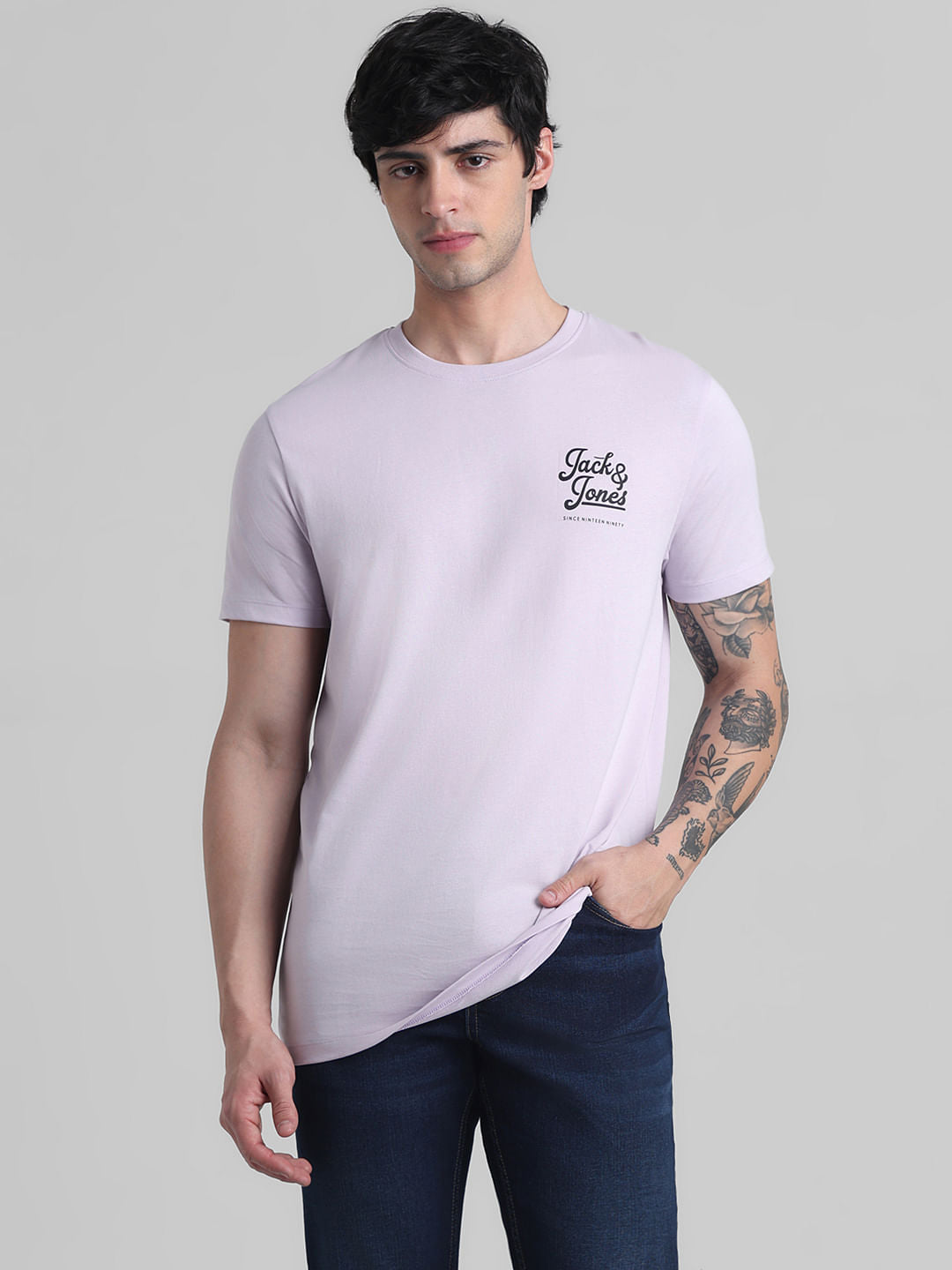 Lilac Chest Branding Crew Neck T-shirt