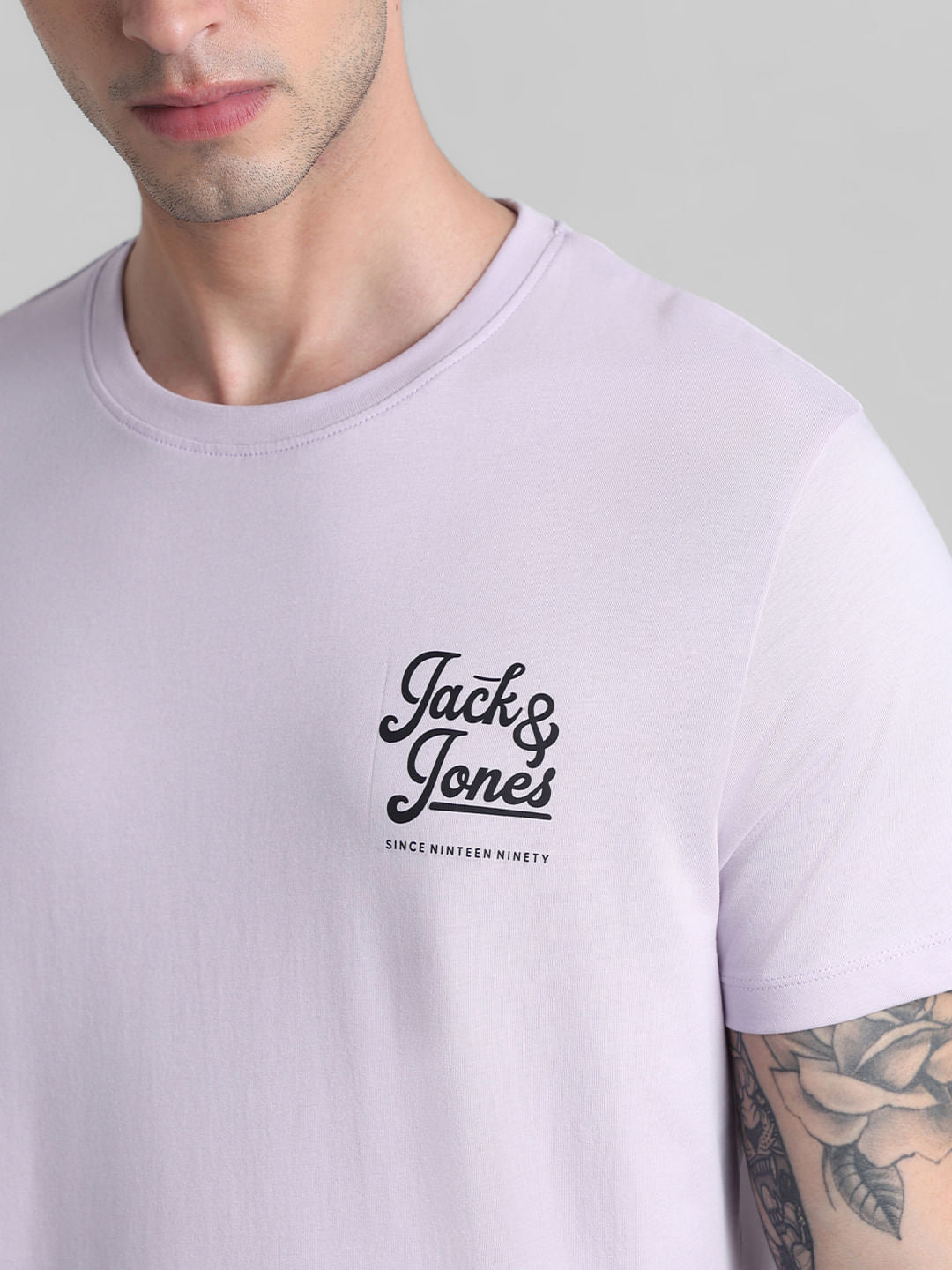 Lilac Chest Branding Crew Neck T-shirt