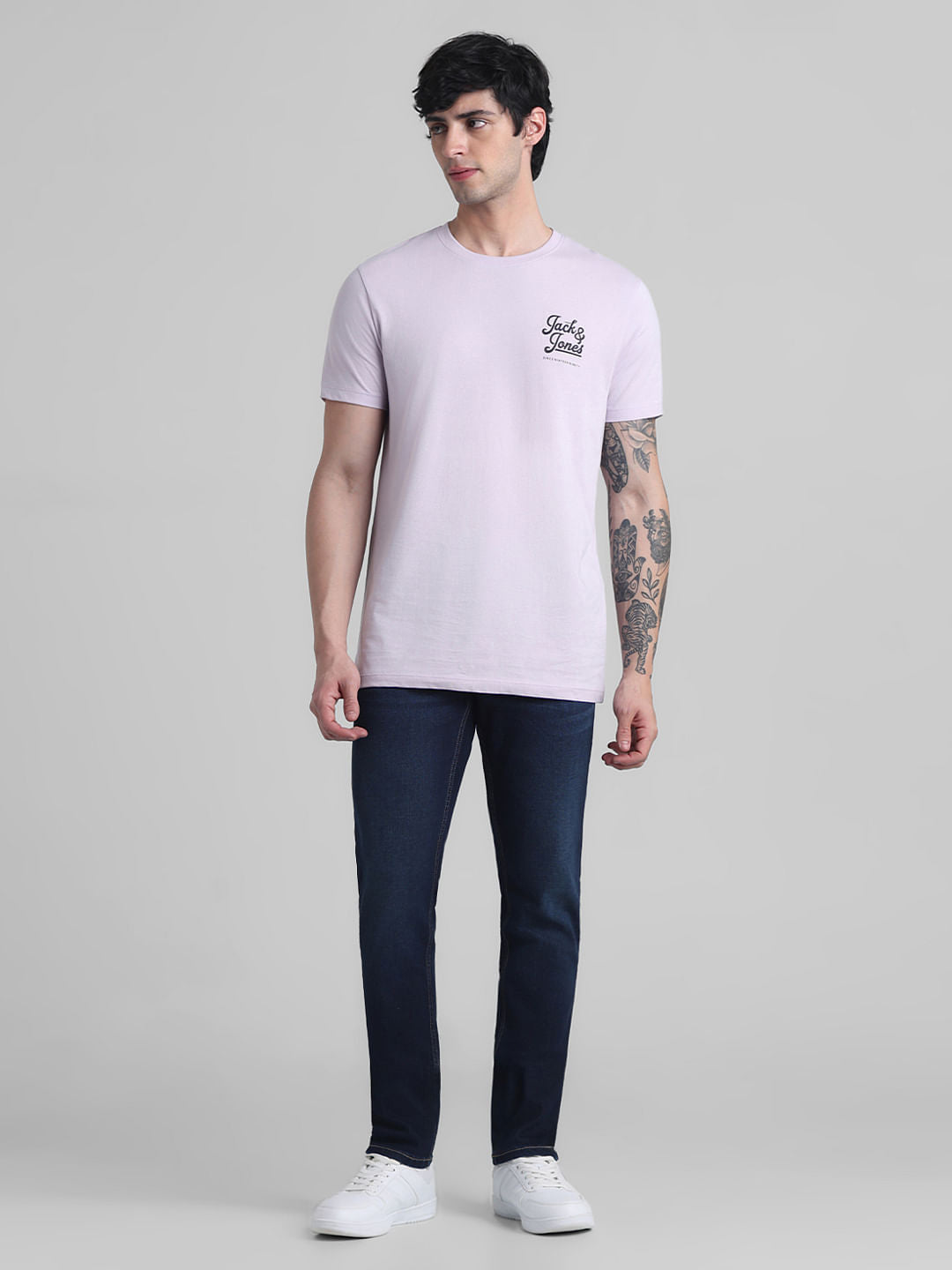 Lilac Chest Branding Crew Neck T-shirt
