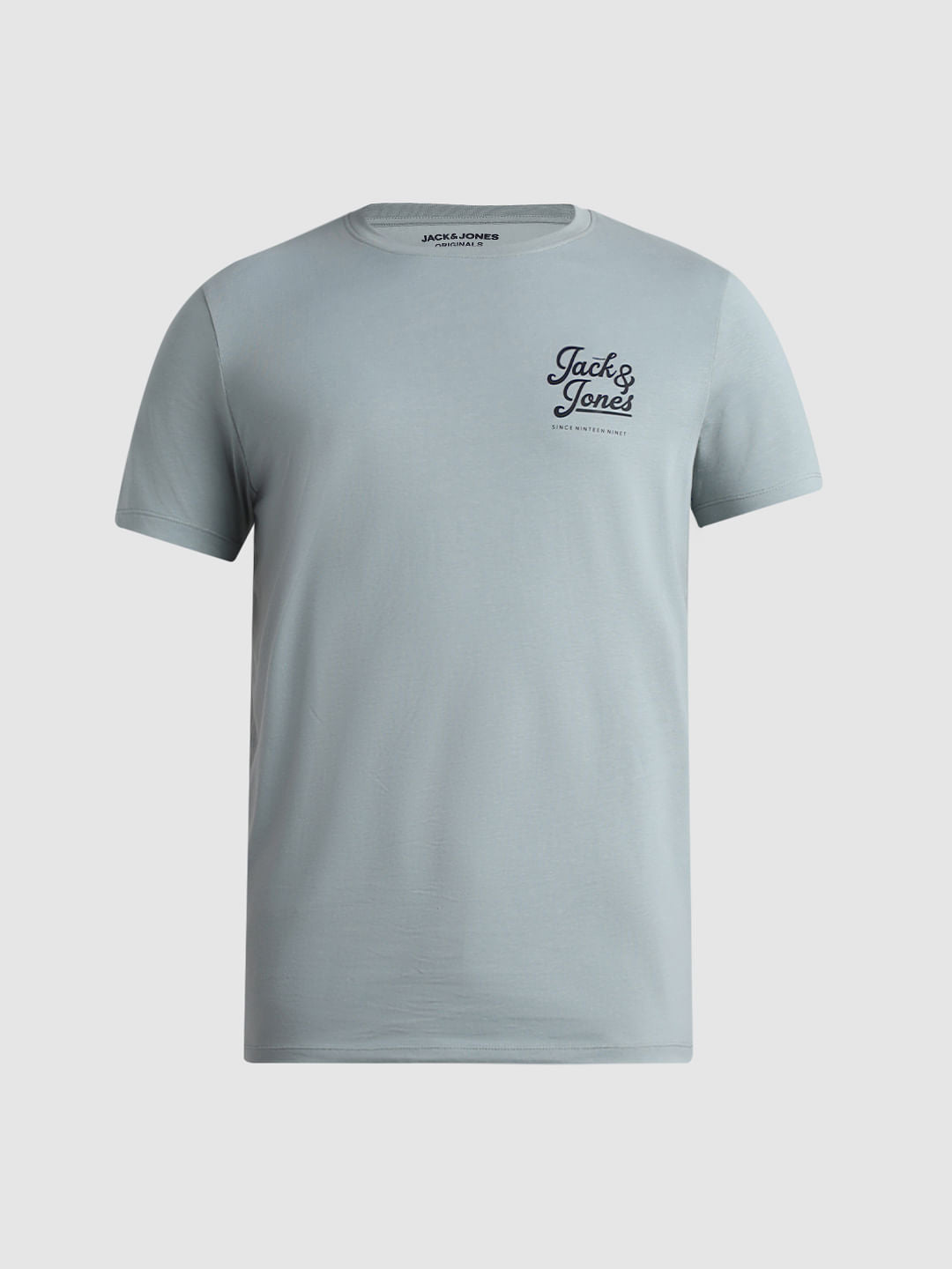 Slate Grey Logo Text Crew Neck T-shirt
