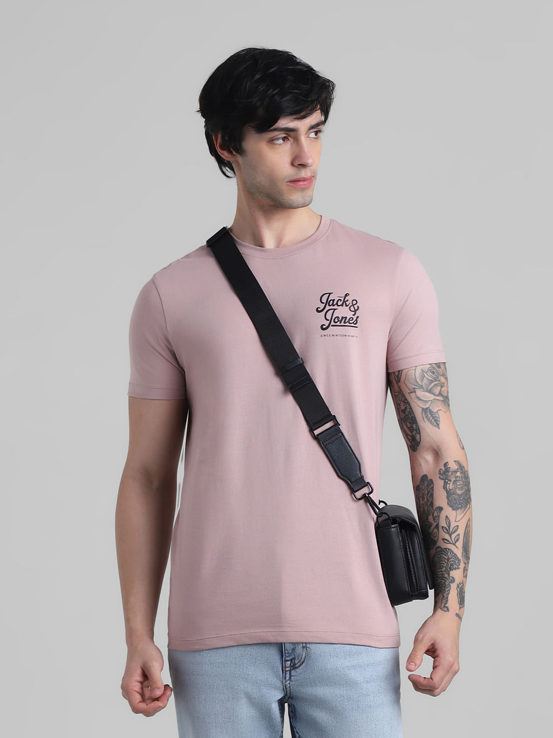 Mauve Logo Text Crew Neck T-shirt