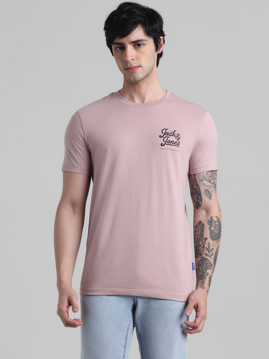 Mauve Logo Text Crew Neck T-shirt