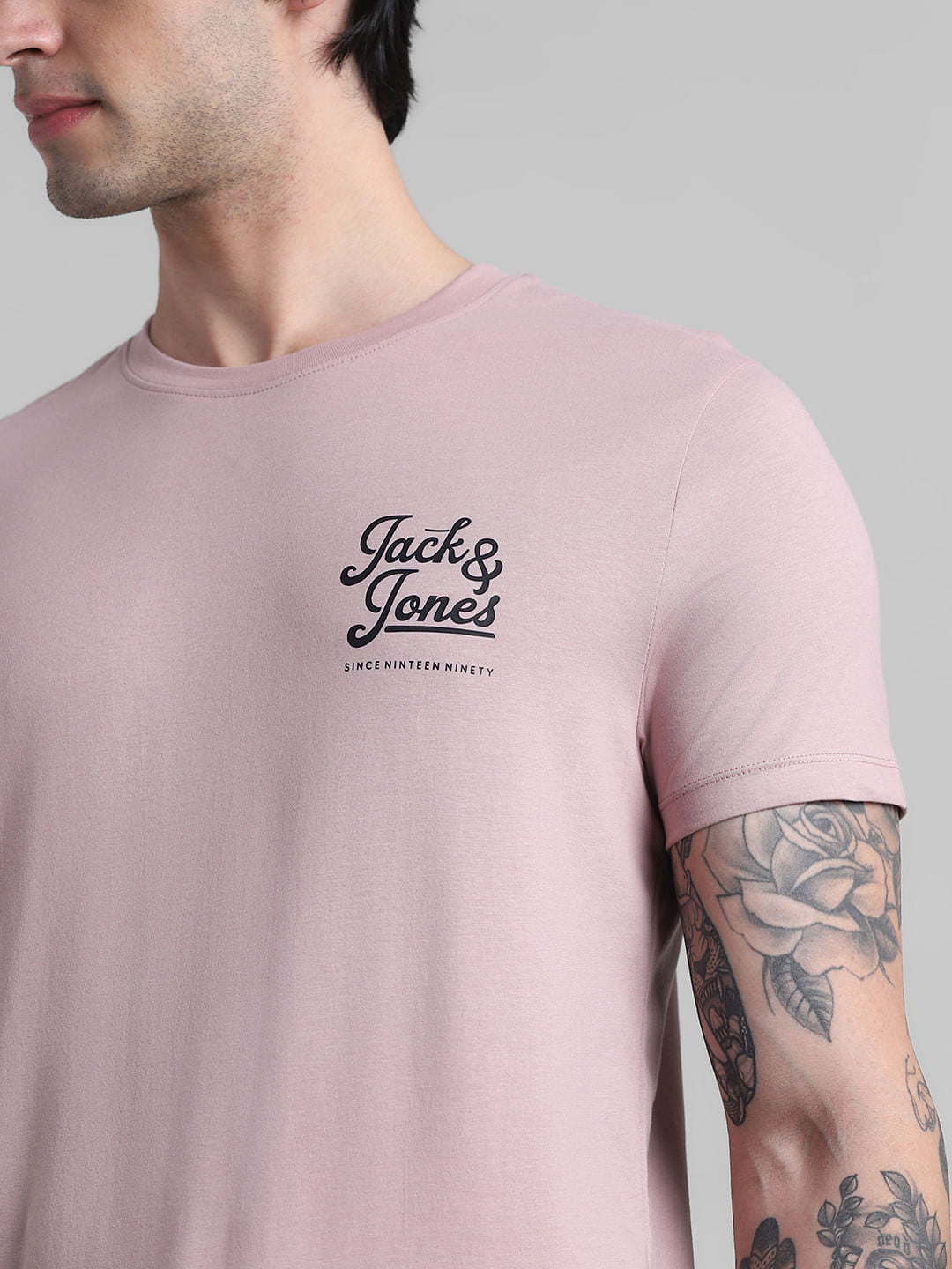 Mauve Logo Text Crew Neck T-shirt