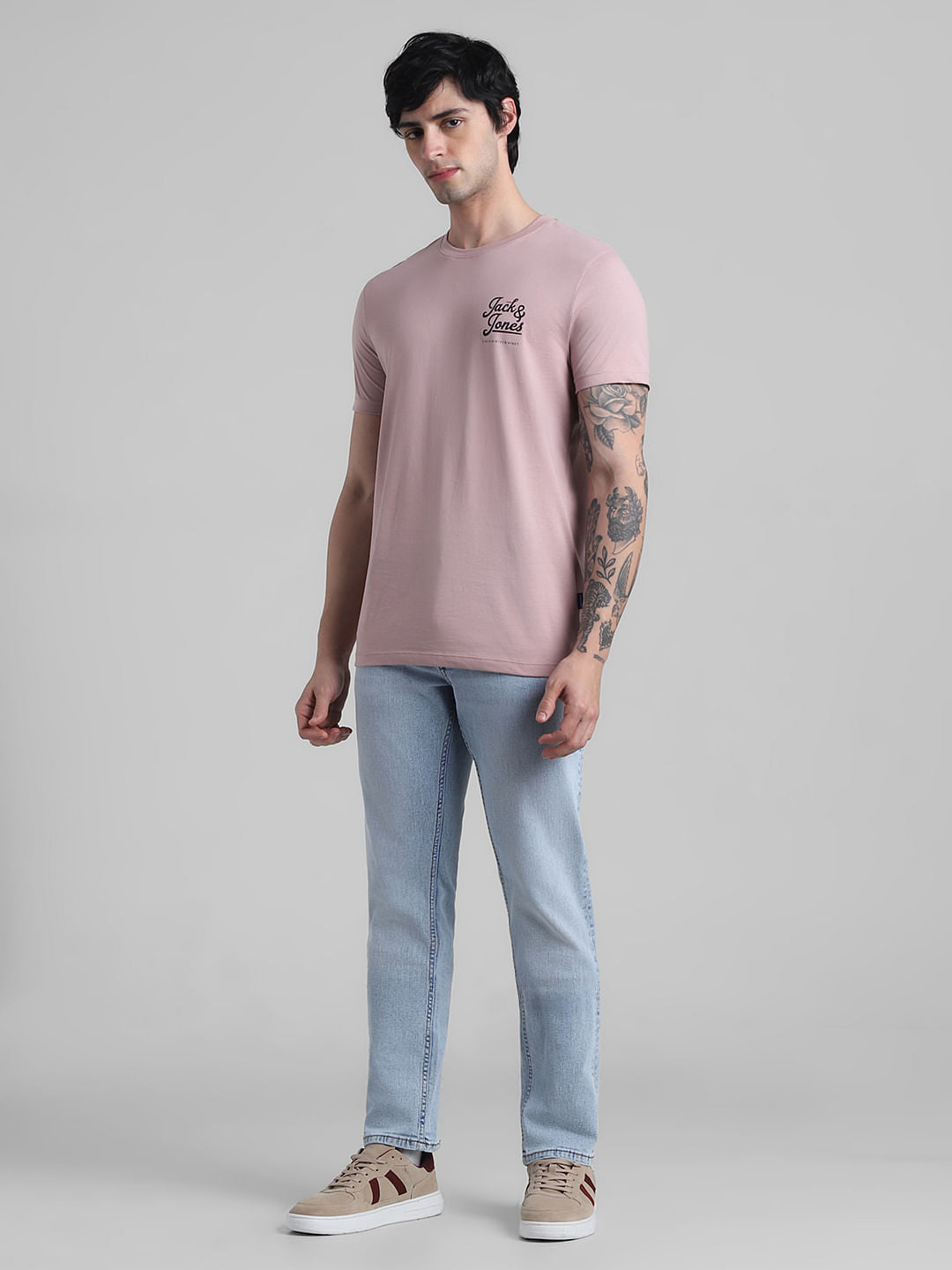 Mauve Logo Text Crew Neck T-shirt