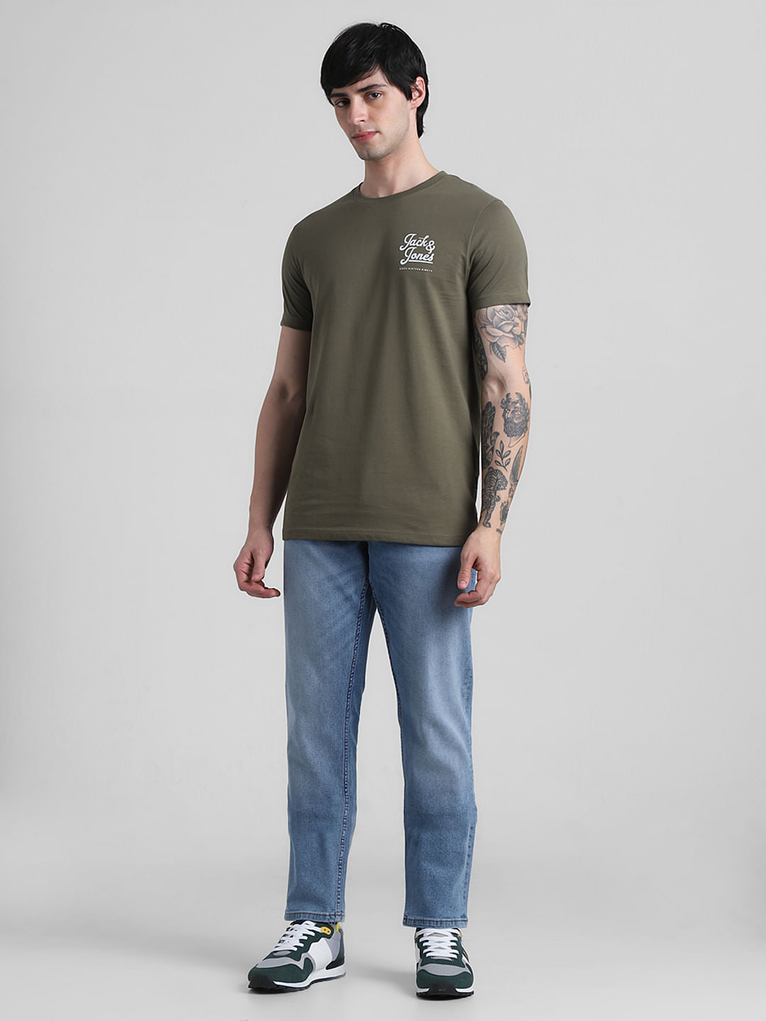 Green Logo Text Crew Neck T-shirt