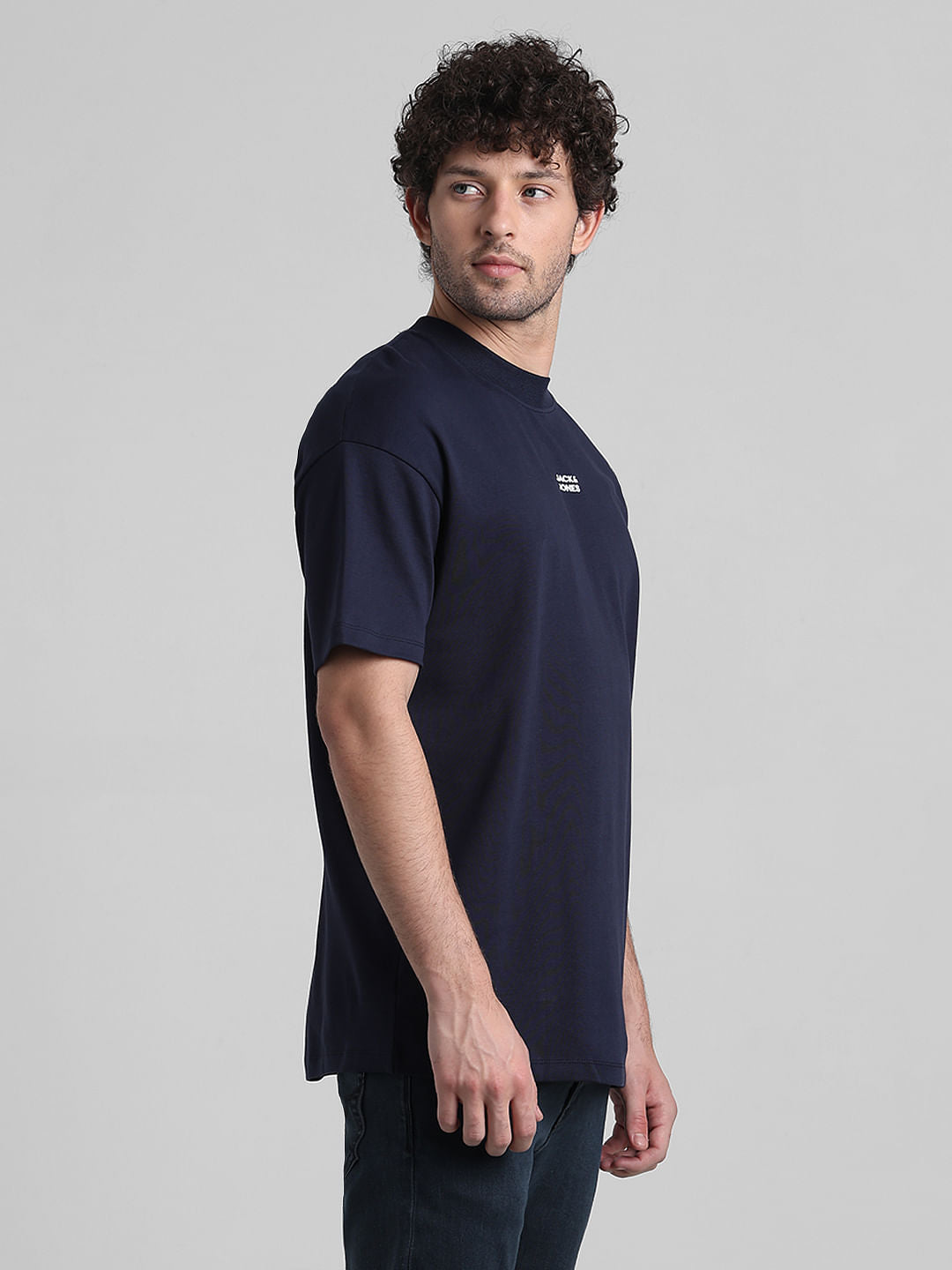 Navy Blue Graphic Printed Oversized T-shirt
