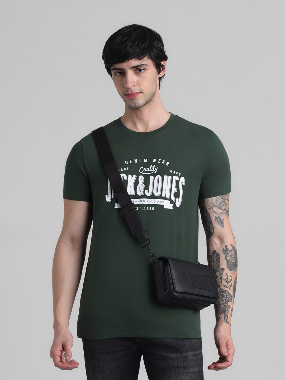 Green Logo Print Crew Neck T-shirt
