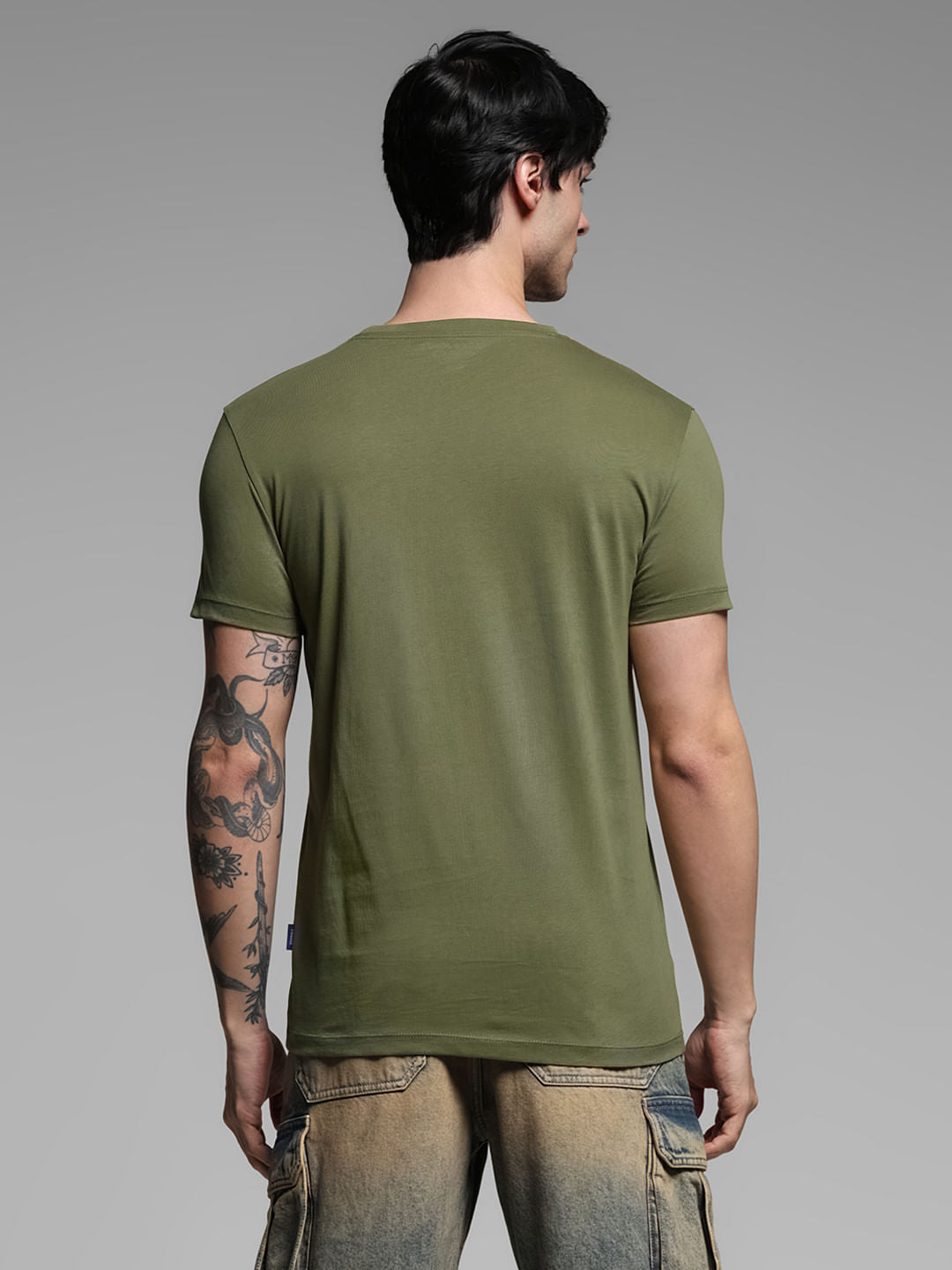 Dark Green Printed T-shirt