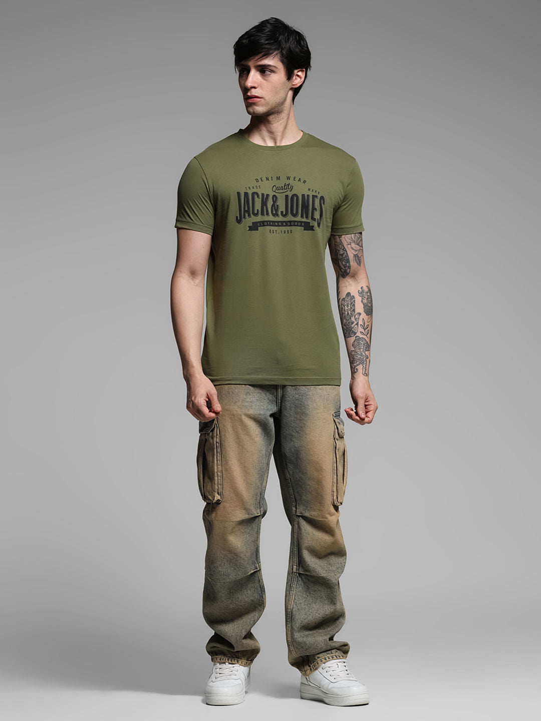 Dark Green Printed T-shirt