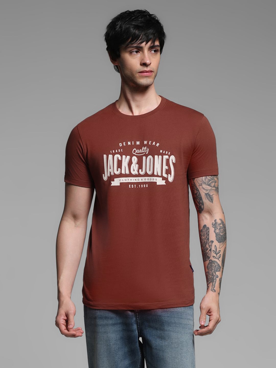 Dark Red Printed T-shirt