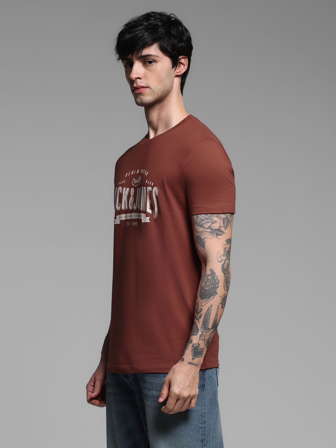 Dark Red Printed T-shirt