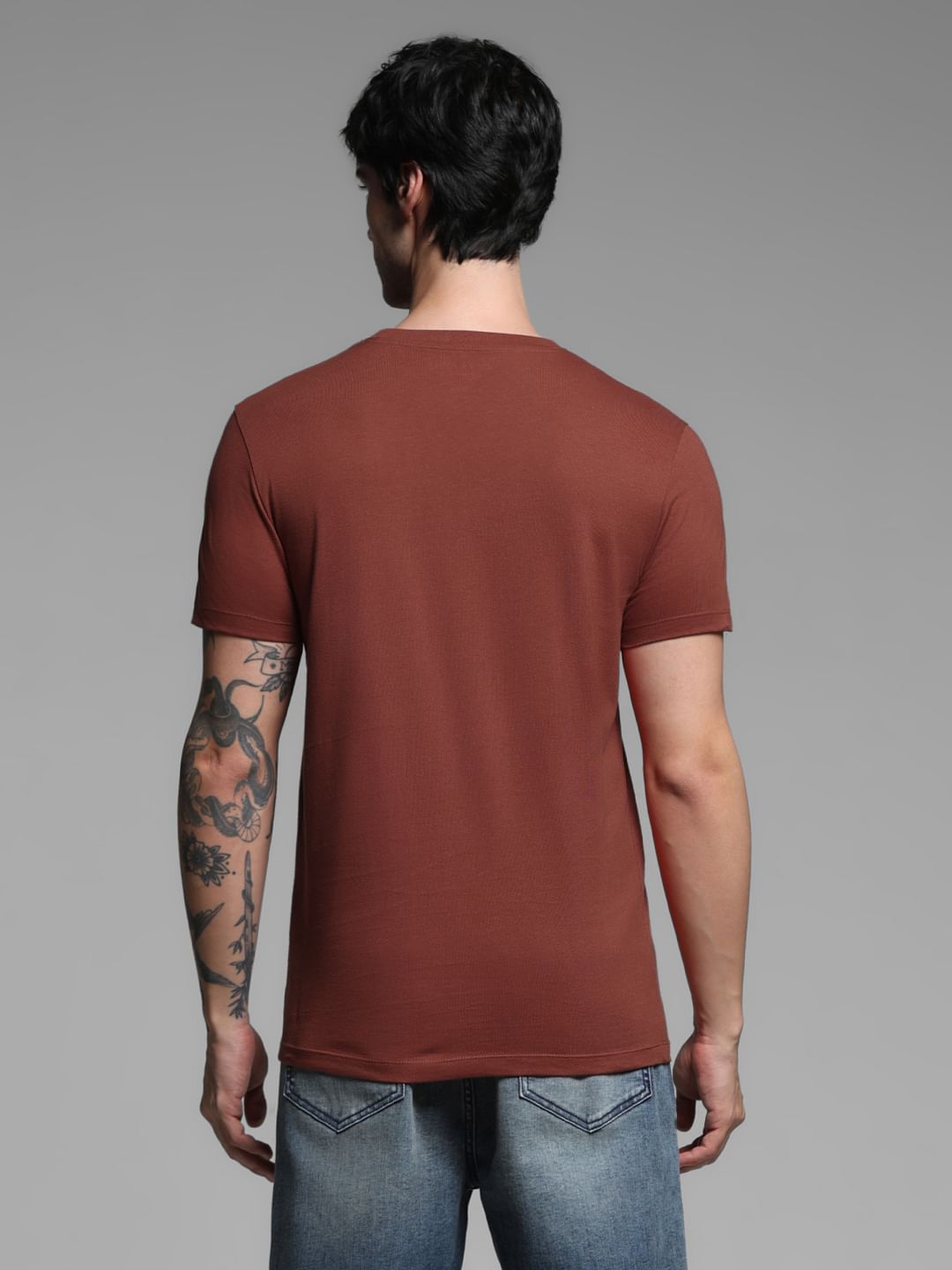 Dark Red Printed T-shirt