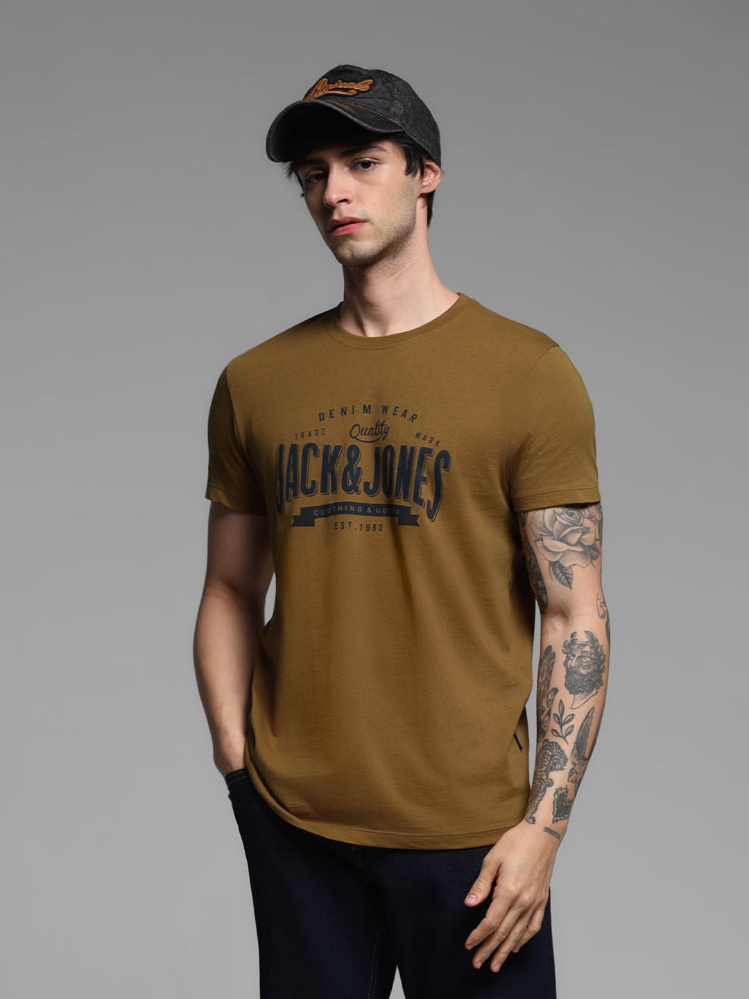 Dark Brown Printed T-shirt