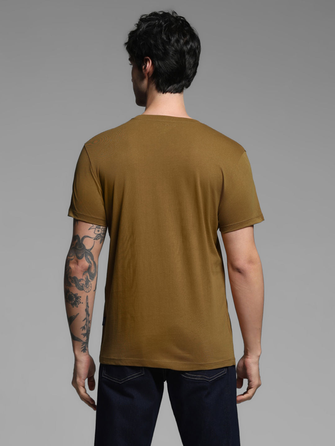 Dark Brown Printed T-shirt