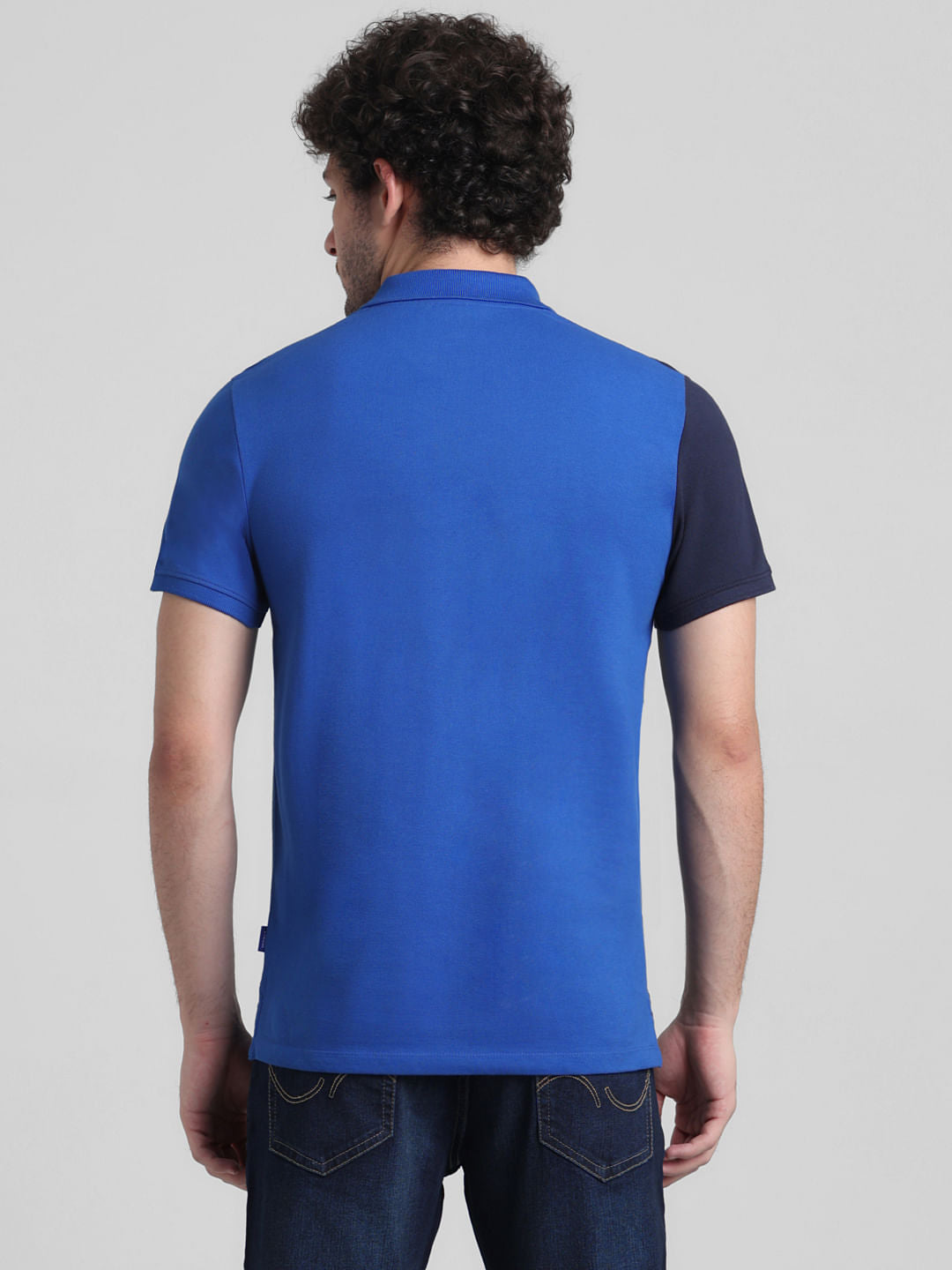 Blue Vertical Striped Cotton Polo