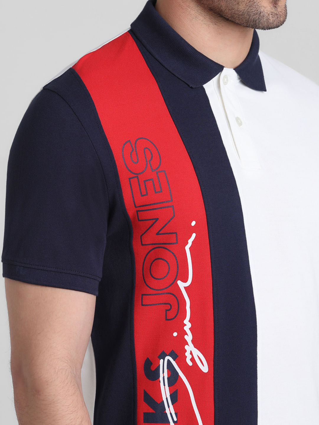 White Vertical Striped Cotton Polo