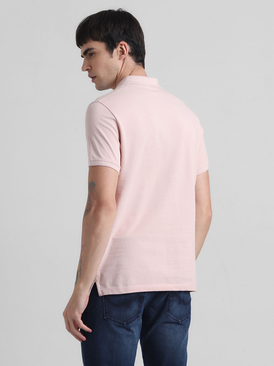 Pink Logo Text Cotton Polo