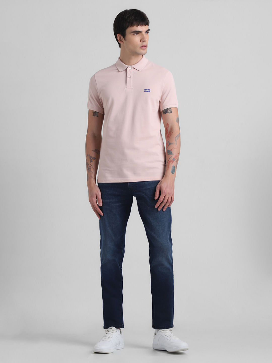 Pink Logo Text Cotton Polo