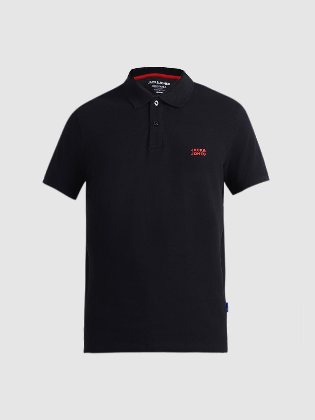 Black Cotton Polo T-shirt