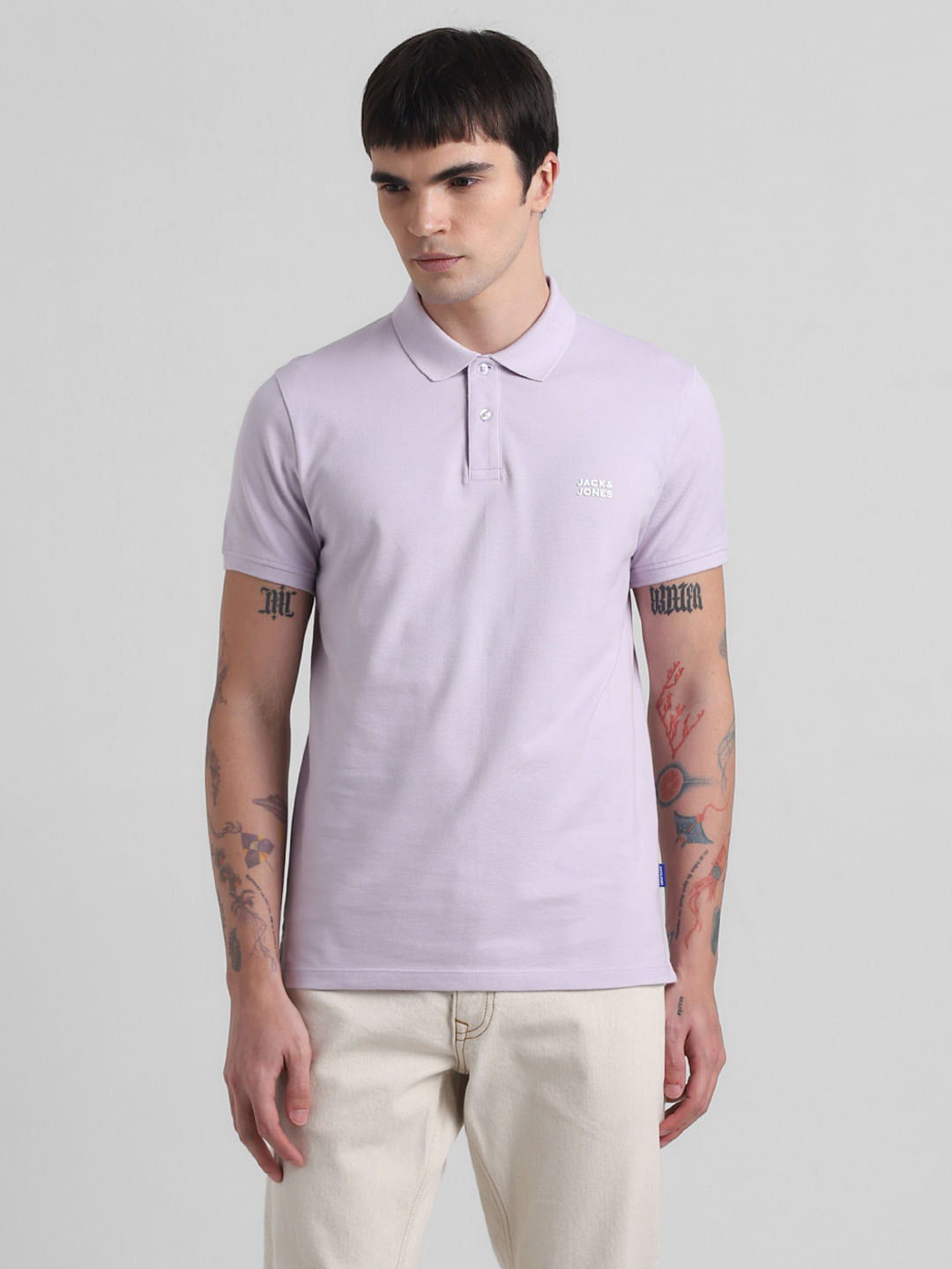 Lilac Logo Text Cotton Polo