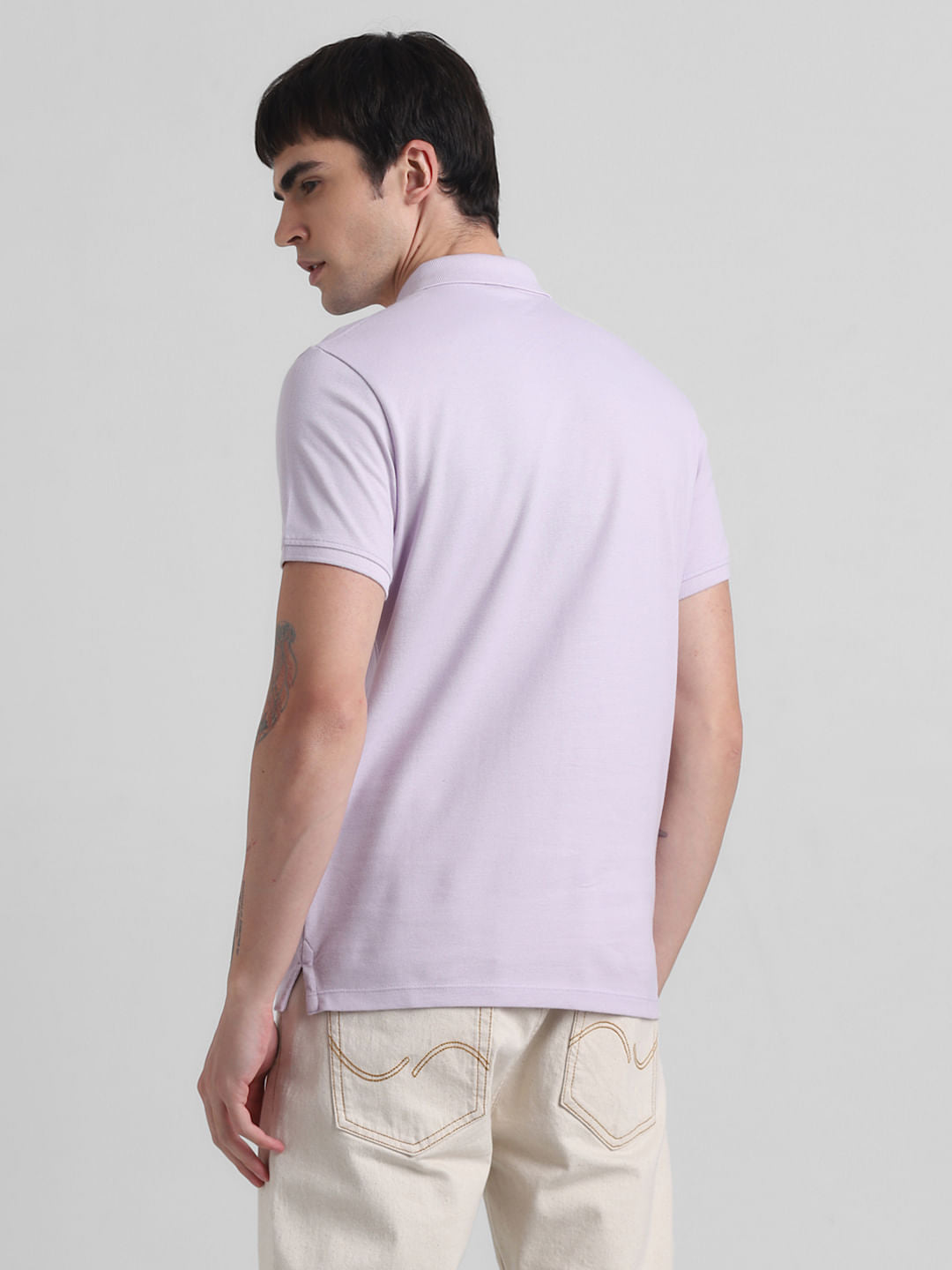 Lilac Logo Text Cotton Polo