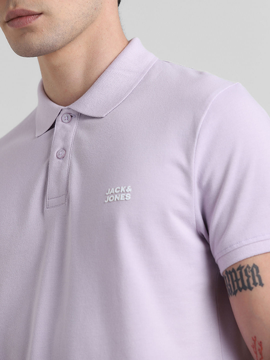 Lilac Logo Text Cotton Polo