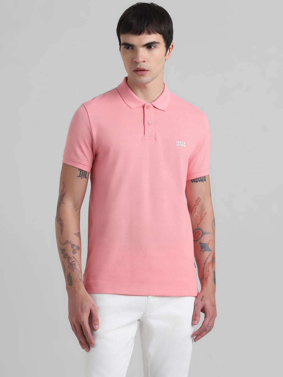 Pink Cotton Polo T-shirt