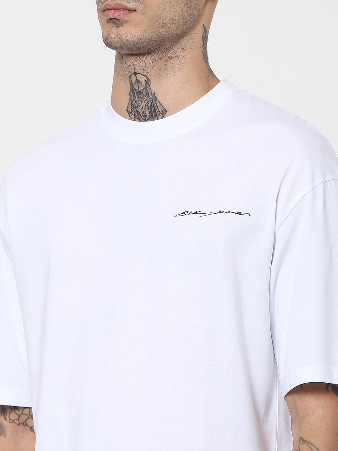 White Scream Print Crew Neck T-shirt