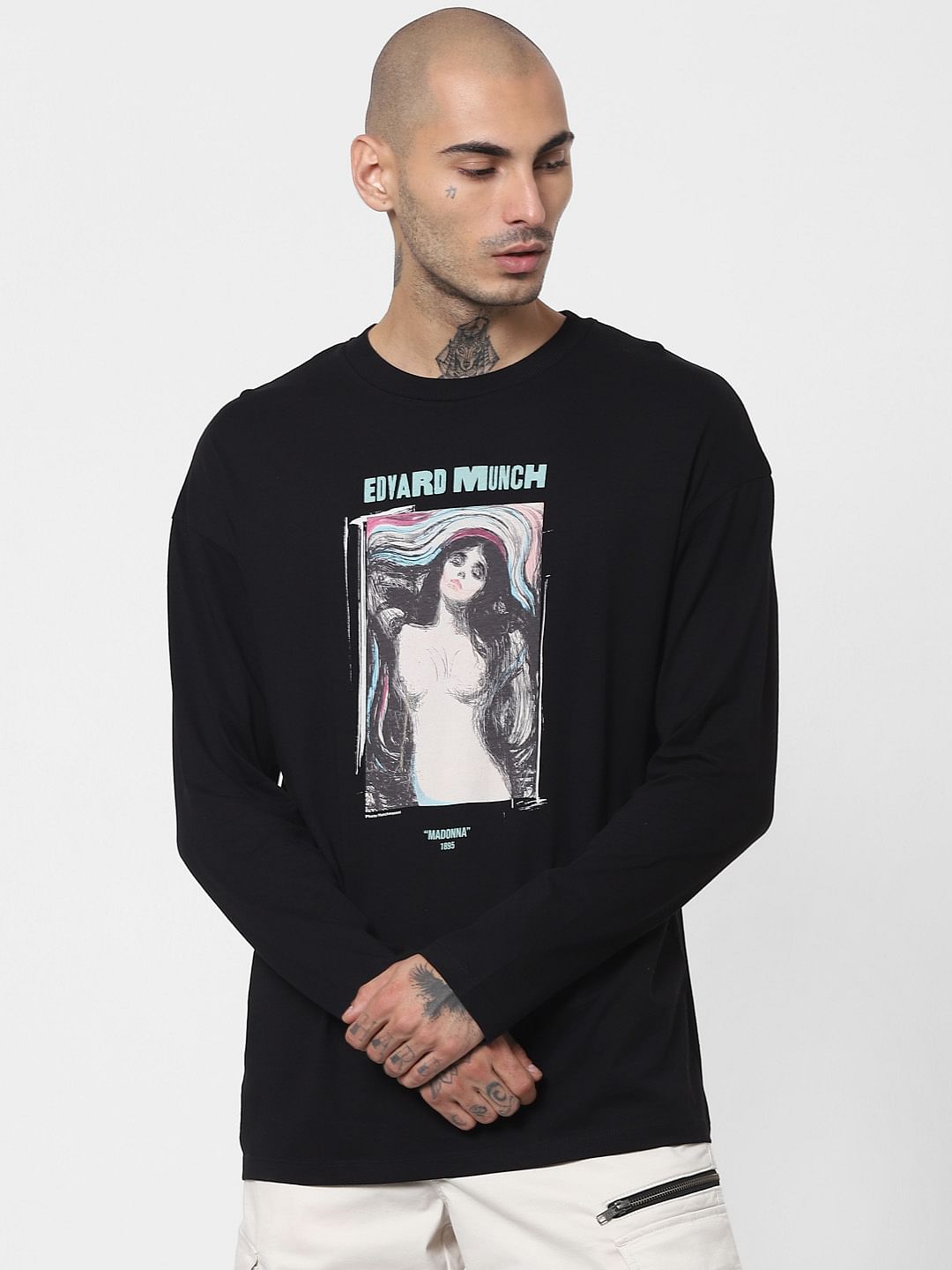 Black Edvard Munch Madonna Full Sleeves T-shirt