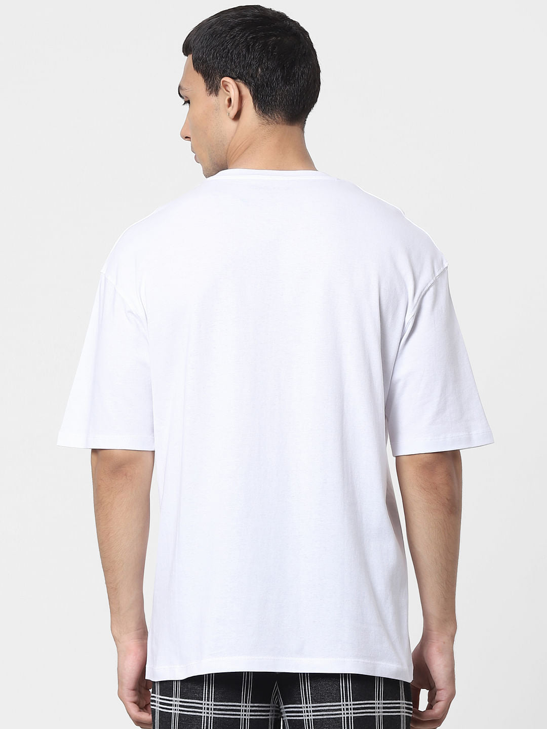 White Text Print Crew Neck T-shirt
