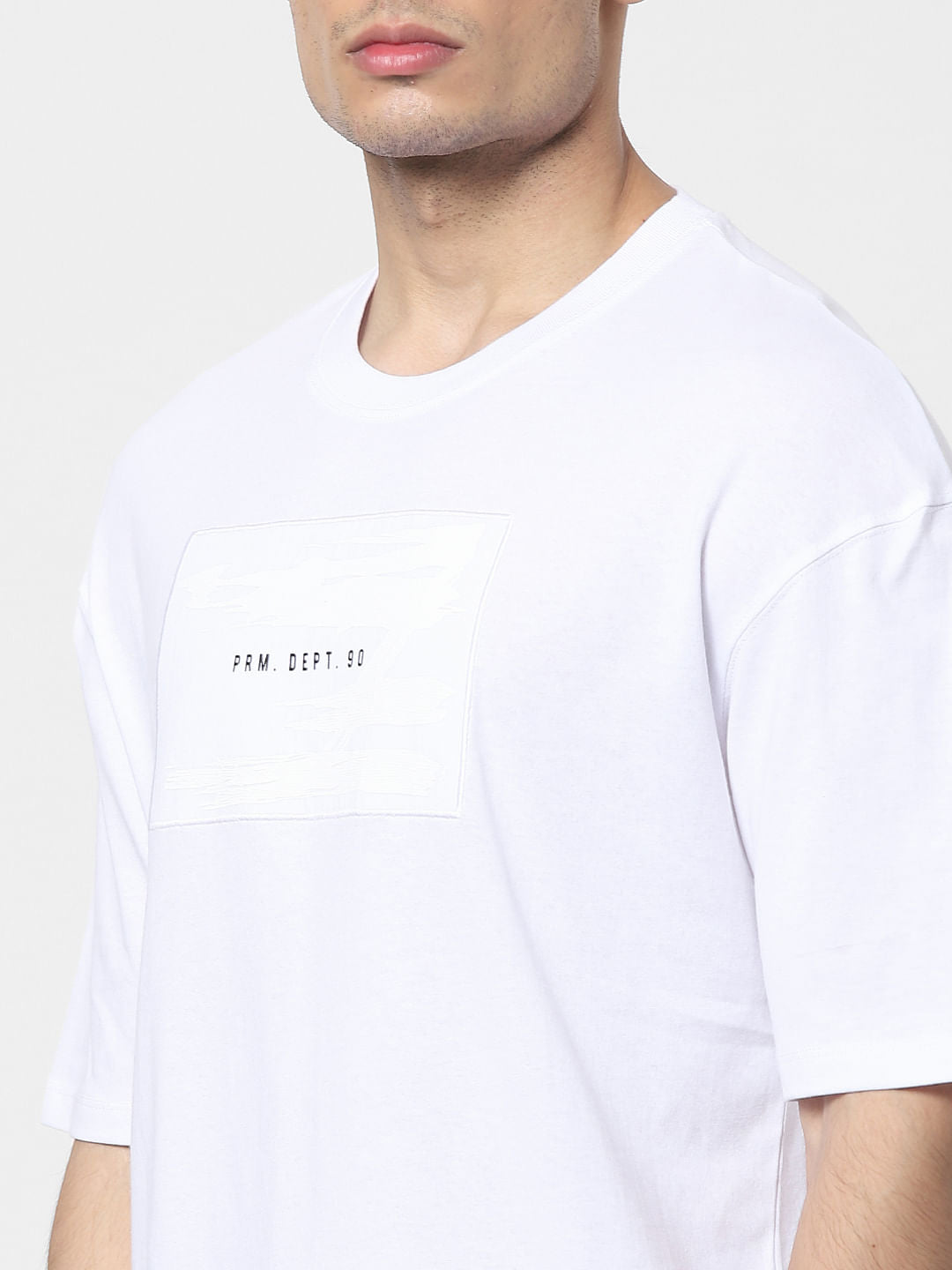 White Text Print Crew Neck T-shirt