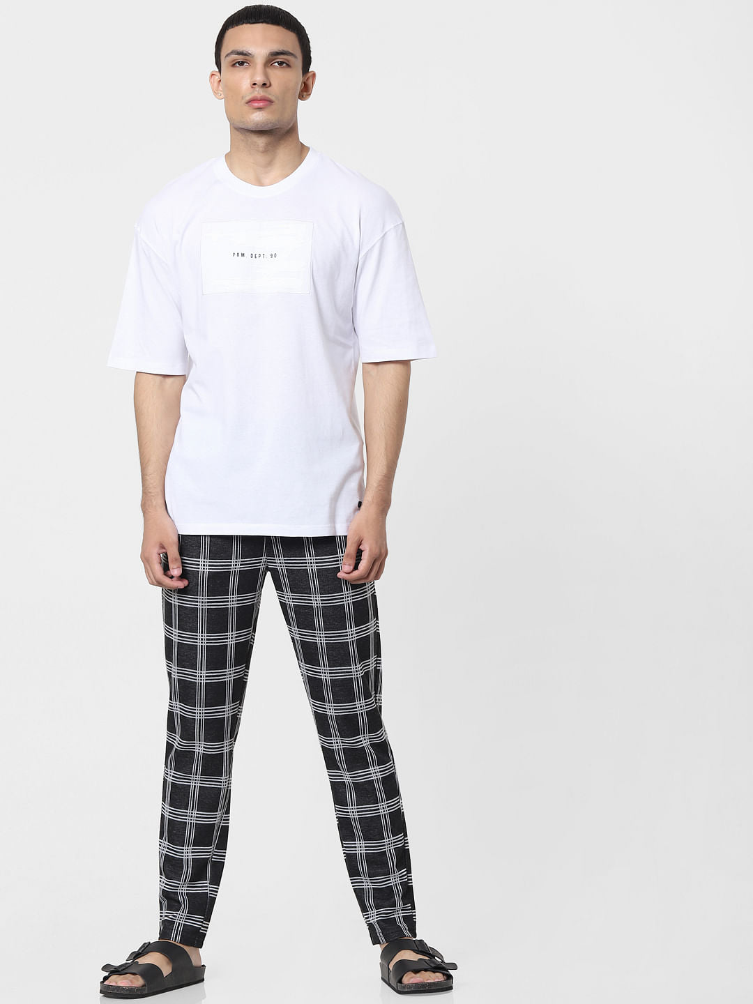 White Text Print Crew Neck T-shirt
