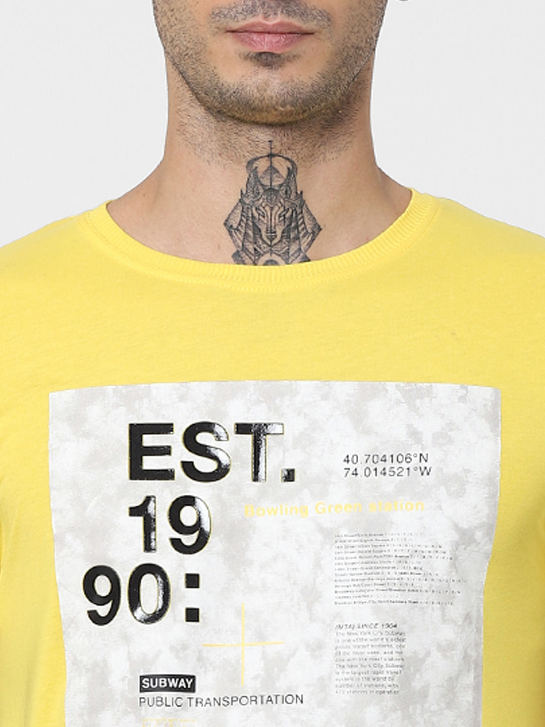 Yellow Graphic Print Crew Neck T-shirt
