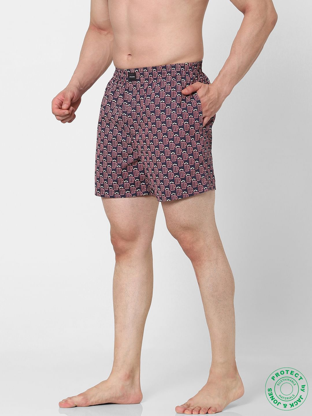 Blue Beer Mug Print Boxers