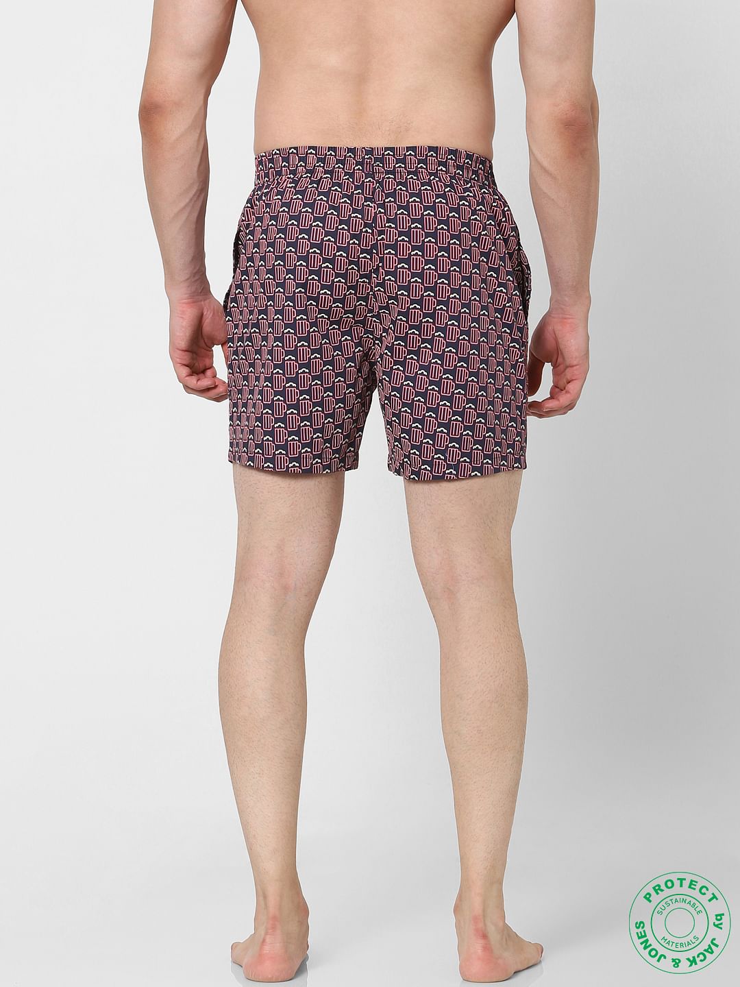 Blue Beer Mug Print Boxers