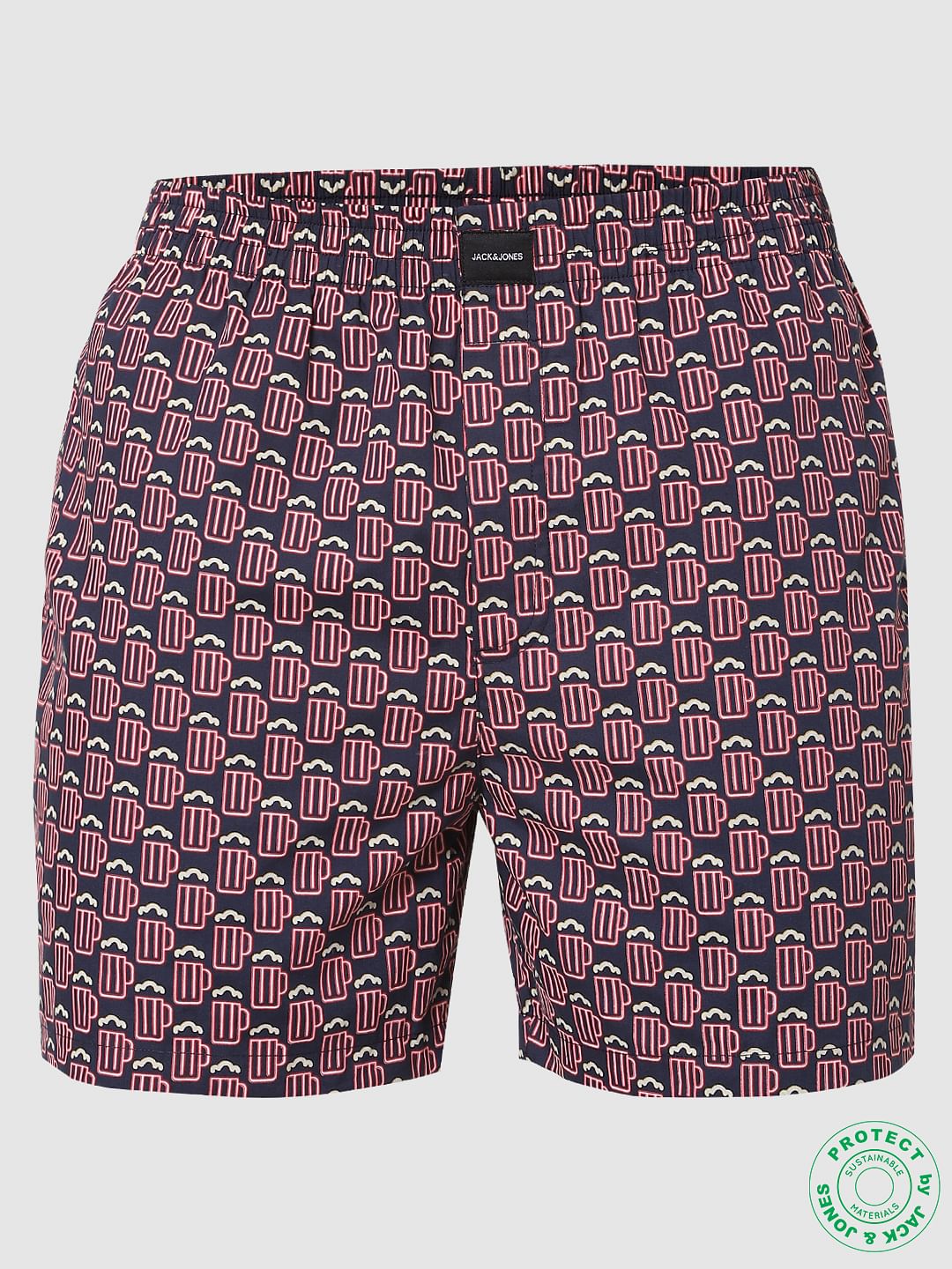 Blue Beer Mug Print Boxers