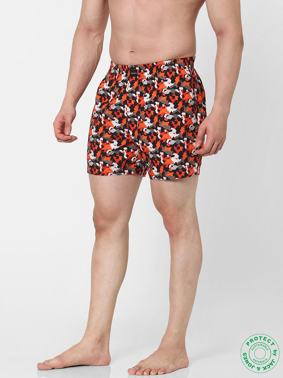 Orange Abstract Print Boxers