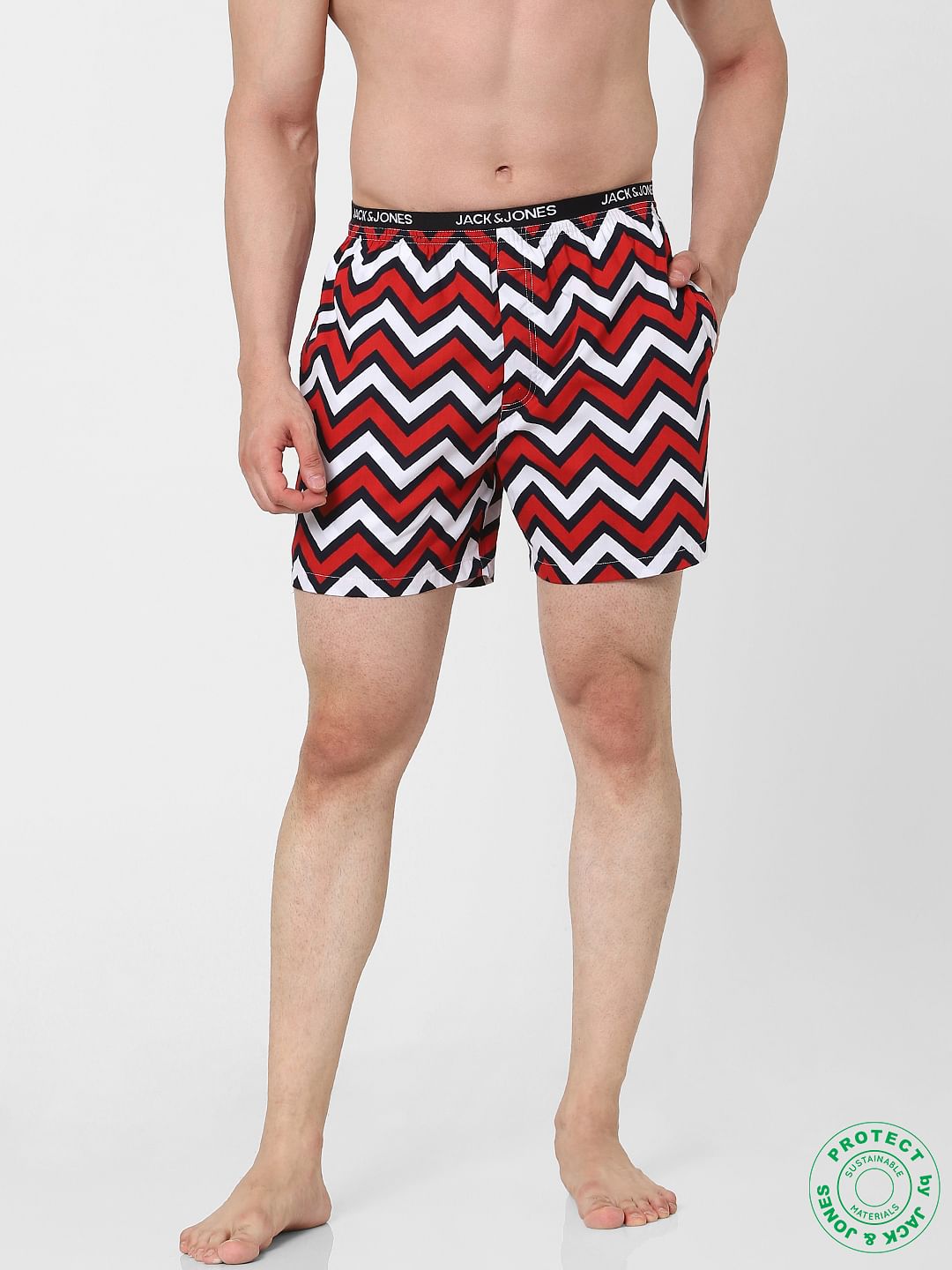 Red Chevron Print Boxers
