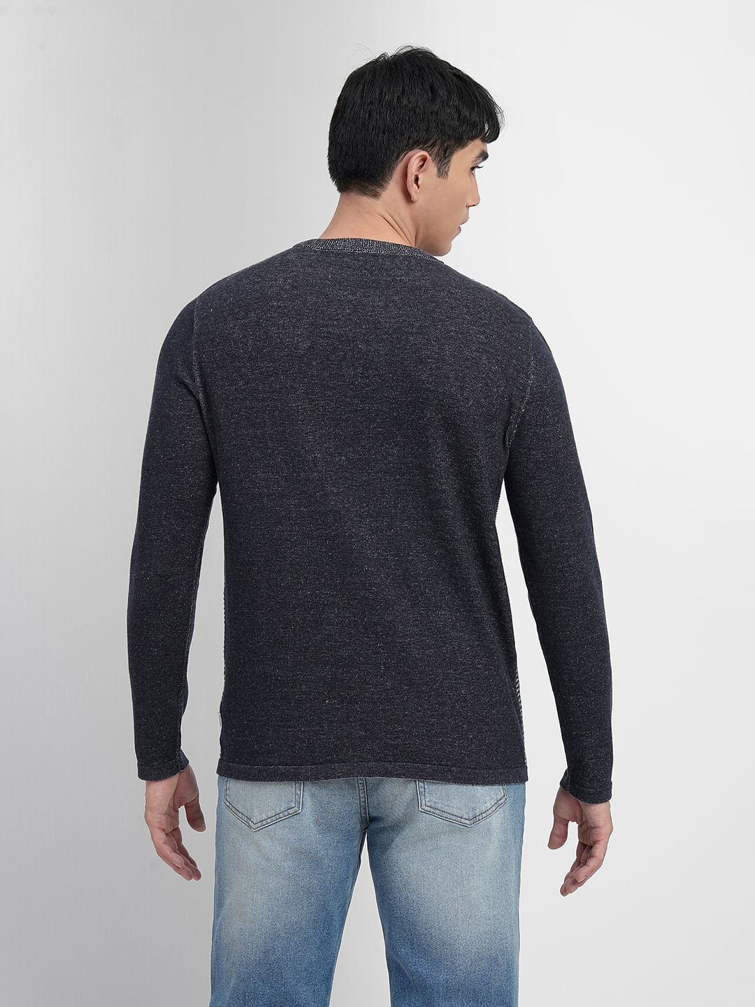 Navy Blue Colourblocked Pullover
