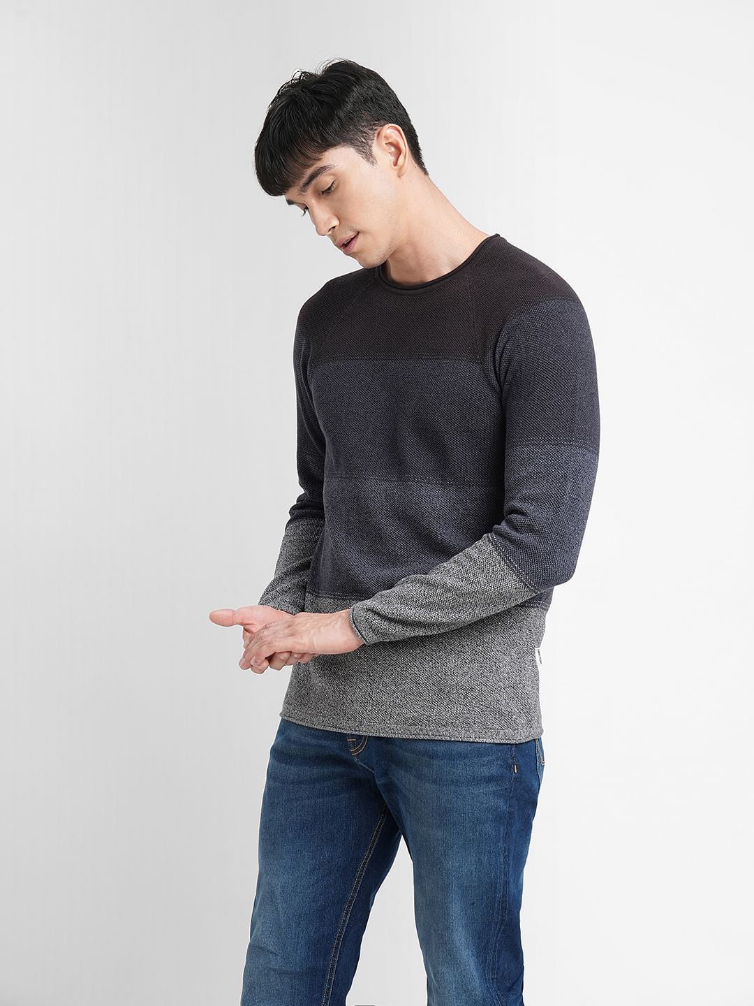Blue Colourblocked Pullover
