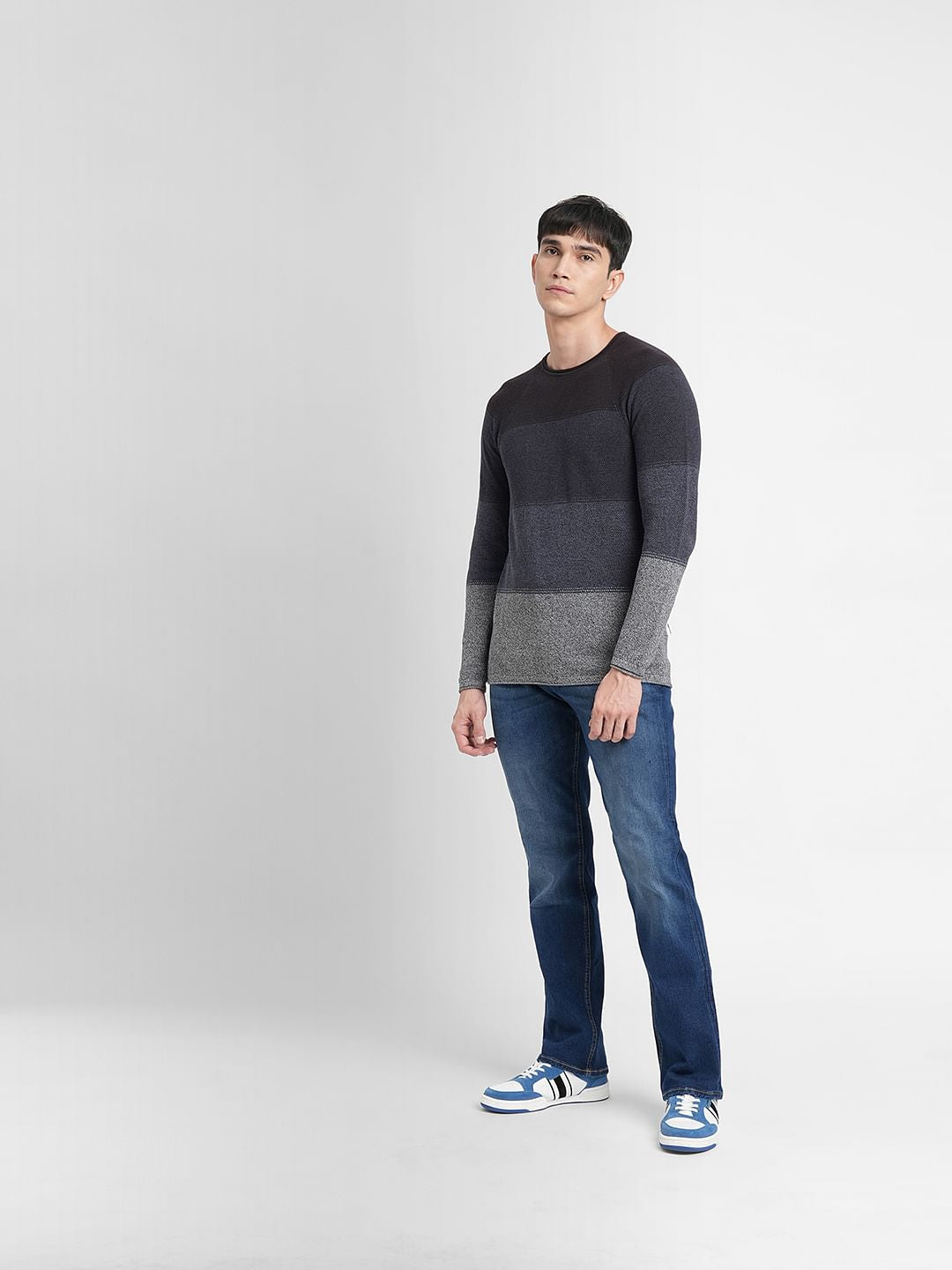 Blue Colourblocked Pullover